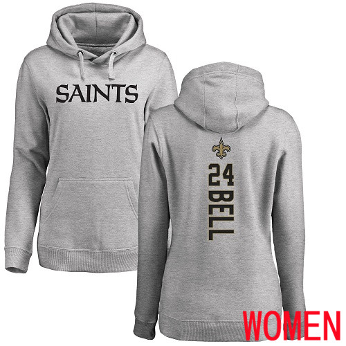 New Orleans Saints Ash Women Vonn Bell Backer NFL Football 24 Pullover Hoodie Sweatshirts